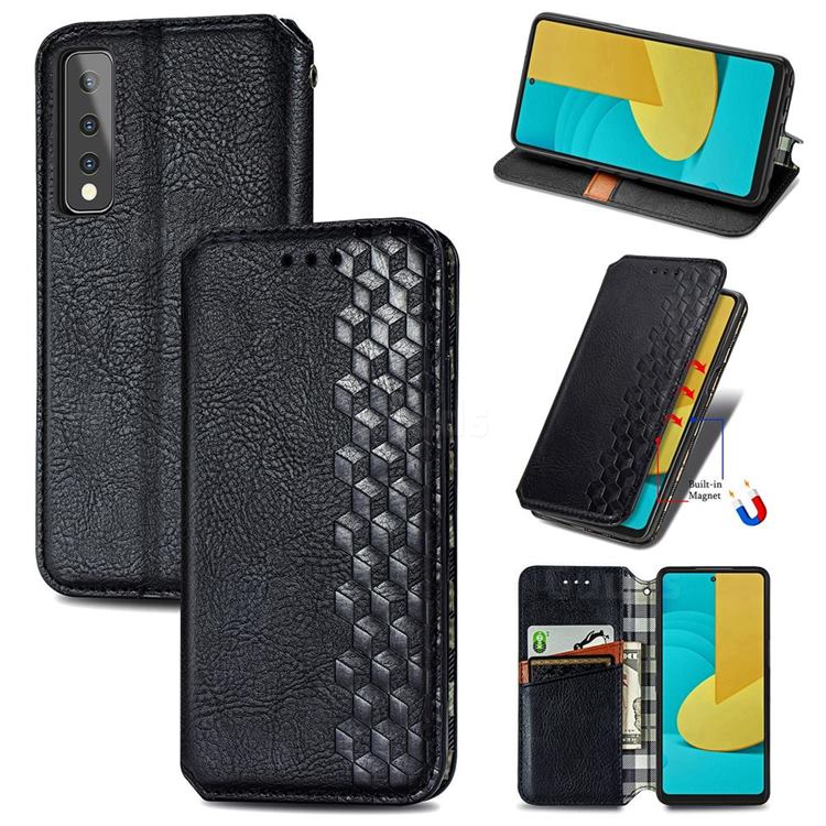 Ultra Slim Fashion Business Card Magnetic Automatic Suction Leather Flip Cover for LG Stylo 7 5G - Black