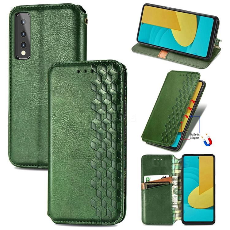 Ultra Slim Fashion Business Card Magnetic Automatic Suction Leather Flip Cover for LG Stylo 7 5G - Green