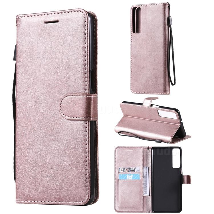 Retro Greek Classic Smooth PU Leather Wallet Phone Case for LG Stylo 7 5G - Rose Gold