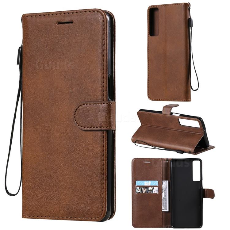 Retro Greek Classic Smooth PU Leather Wallet Phone Case for LG Stylo 7 5G - Brown