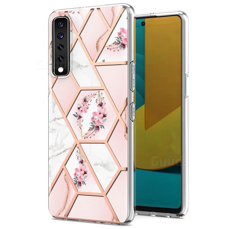 Pink Flower Marble Electroplating Protective Case Cover for LG Stylo 7 4G