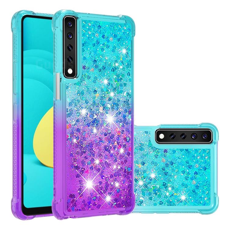 Rainbow Gradient Liquid Glitter Quicksand Sequins Phone Case for LG Stylo 7 4G - Blue Purple