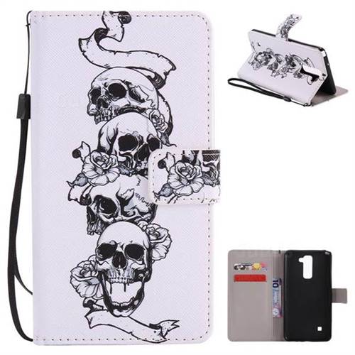 Skull Head PU Leather Wallet Case for LG Stylo 2 LS775 Criket