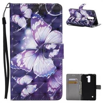 Violet butterfly 3D Painted Leather Wallet Case for LG Stylo 2 LS775 Criket