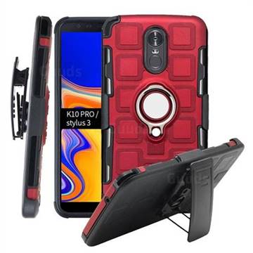 3 in 1 PC + Silicone Leather Phone Case for LG Stylus 3 Stylo3 K10 Pro LS777 M400DK - Red