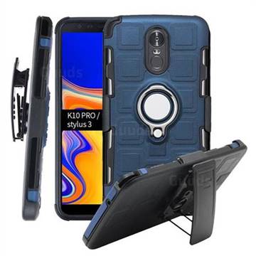 3 in 1 PC + Silicone Leather Phone Case for LG Stylus 3 Stylo3 K10 Pro LS777 M400DK - Royal Blue