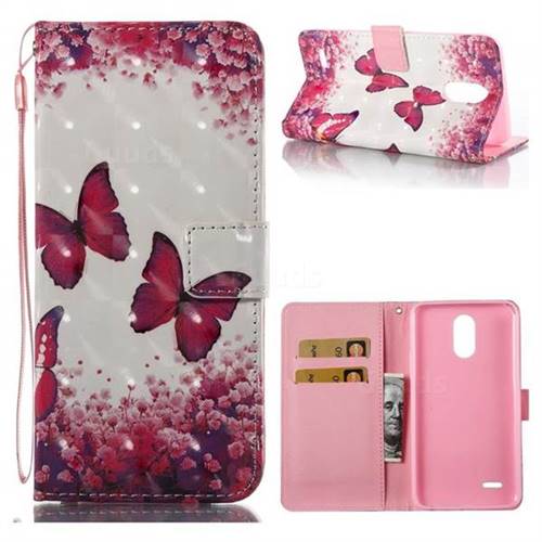 Rose Butterfly 3D Painted Leather Wallet Case for LG Stylus 3 Stylo3 K10 Pro LS777 M400DK