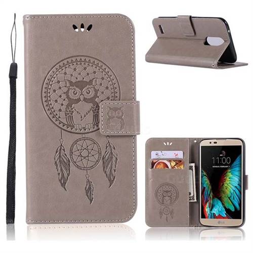 Intricate Embossing Owl Campanula Leather Wallet Case for LG Stylus 3 Stylo3 K10 Pro LS777 M400DK - Grey