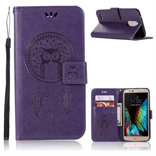 Intricate Embossing Owl Campanula Leather Wallet Case for LG Stylus 3 Stylo3 K10 Pro LS777 M400DK - Purple