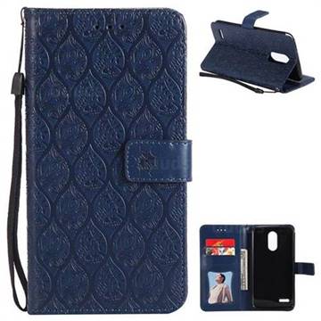 Intricate Embossing Rattan Flower Leather Wallet Case for LG Stylus 3 Stylo3 K10 Pro LS777 M400DK - Navy