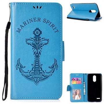 Embossing Mermaid Mariner Spirit Leather Wallet Case for LG Stylus 3 Stylo3 K10 Pro LS777 M400DK - Blue