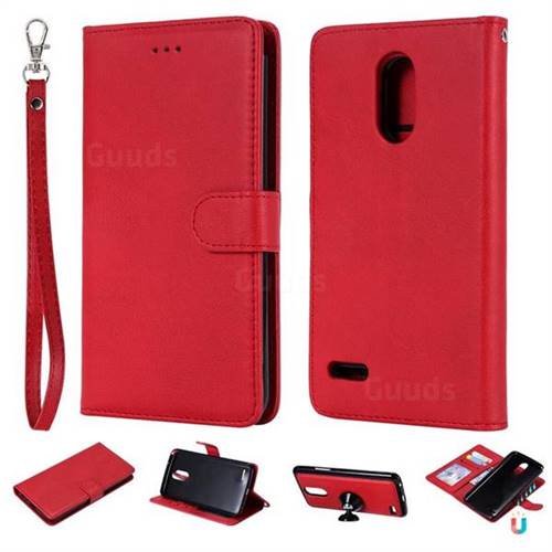 Retro Greek Detachable Magnetic PU Leather Wallet Phone Case for LG Stylus 3 Stylo3 K10 Pro LS777 M400DK - Red