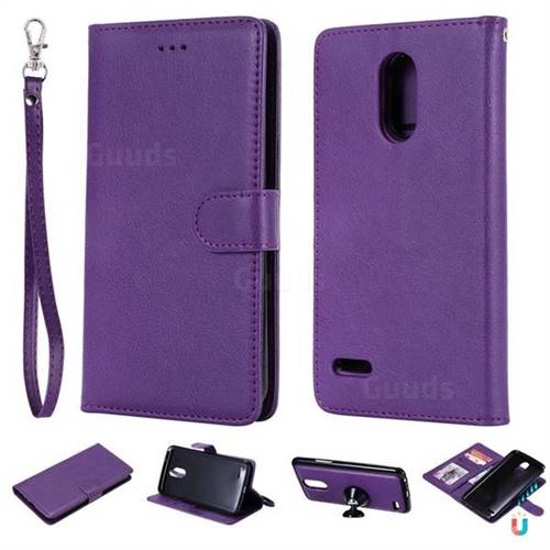 Retro Greek Detachable Magnetic PU Leather Wallet Phone Case for LG Stylus 3 Stylo3 K10 Pro LS777 M400DK - Purple
