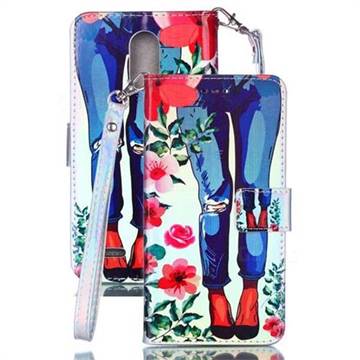 Jeans Flower Blue Ray Light PU Leather Wallet Case for LG Stylus 3 Stylo3 K10 Pro LS777 M400DK