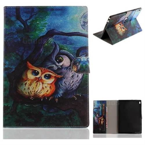 Oil Painting Owl Painting Tablet Leather Wallet Flip Cover for Lenovo Tab4 10 (Lenovo TB-X304F/L)