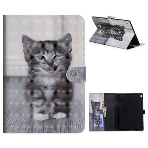 Smiling Cat 3D Painted Leather Tablet Wallet Case for Lenovo Tab4 10 (Lenovo TB-X304F/L)