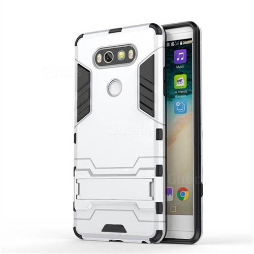 Armor Premium Tactical Grip Kickstand Shockproof Dual Layer Rugged Hard Cover for LG V20 - Silver