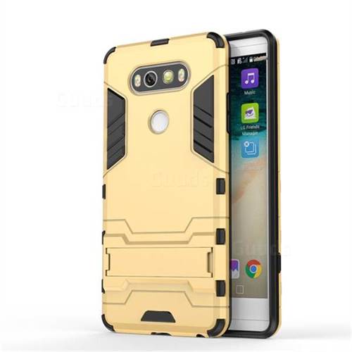 Armor Premium Tactical Grip Kickstand Shockproof Dual Layer Rugged Hard Cover for LG V20 - Golden