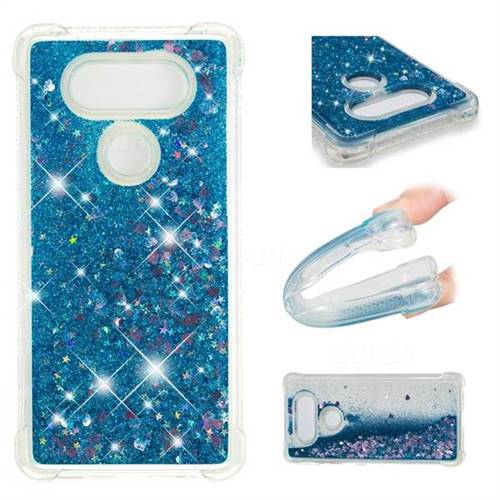 Dynamic Liquid Glitter Sand Quicksand TPU Case for LG V20 - Blue Love Heart