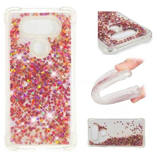 Dynamic Liquid Glitter Sand Quicksand TPU Case for LG V20 - Rose Gold Love Heart