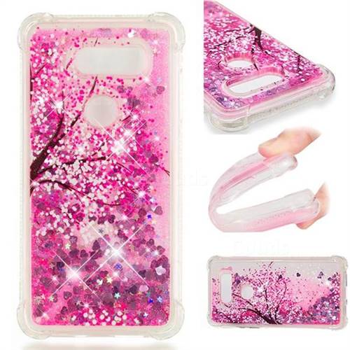 Pink Cherry Blossom Dynamic Liquid Glitter Sand Quicksand Star TPU Case for LG V20
