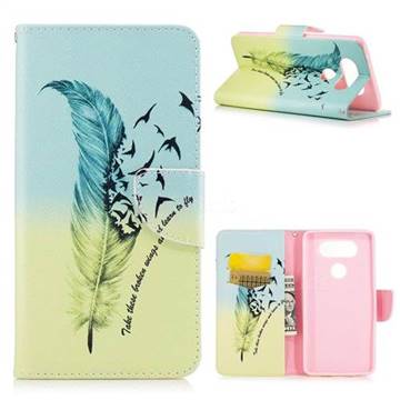 Feather Bird Leather Wallet Case for LG V20