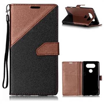 Dual Color Gold-Sand Leather Wallet Case for LG V20 (Black / Brown )