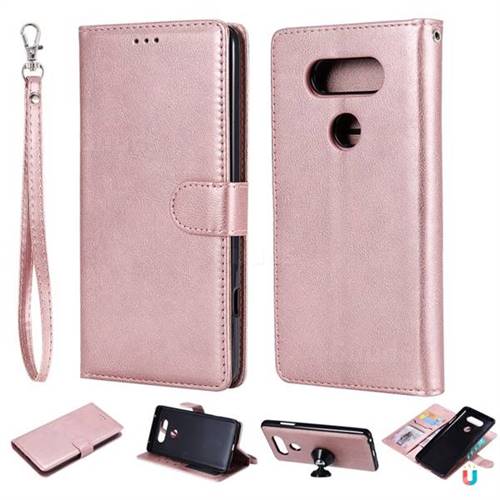 Retro Greek Detachable Magnetic PU Leather Wallet Phone Case for LG V20 - Rose Gold