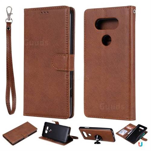 Retro Greek Detachable Magnetic PU Leather Wallet Phone Case for LG V20 - Brown