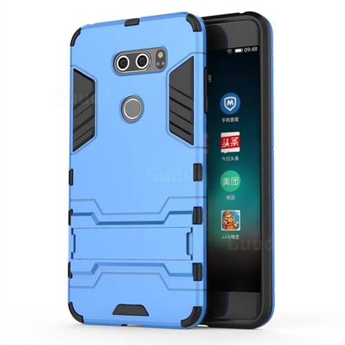 Armor Premium Tactical Grip Kickstand Shockproof Dual Layer Rugged Hard Cover for LG V30 - Light Blue