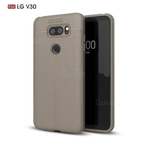 Luxury Auto Focus Litchi Texture Silicone TPU Back Cover for LG V30 - Gray