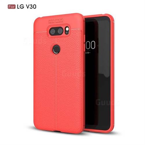 Luxury Auto Focus Litchi Texture Silicone TPU Back Cover for LG V30 - Red