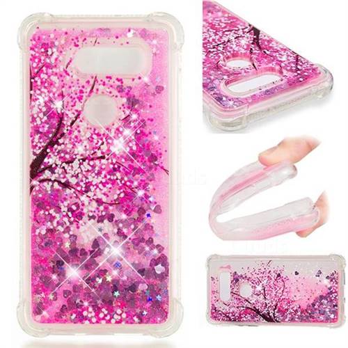 Pink Cherry Blossom Dynamic Liquid Glitter Sand Quicksand Star TPU Case for LG V30