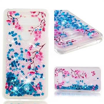 Blue Plum Blossom Dynamic Liquid Glitter Quicksand Soft TPU Case for LG V30