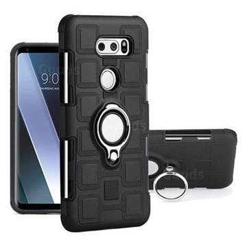 Ice Cube Shockproof PC + Silicon Invisible Ring Holder Phone Case for LG V30 - Black