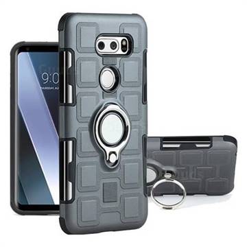 Ice Cube Shockproof PC + Silicon Invisible Ring Holder Phone Case for LG V30 - Gray