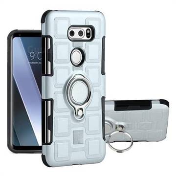 Ice Cube Shockproof PC + Silicon Invisible Ring Holder Phone Case for LG V30 - Silver