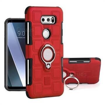 Ice Cube Shockproof PC + Silicon Invisible Ring Holder Phone Case for LG V30 - Red