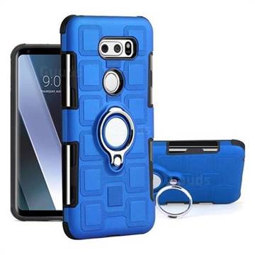 Ice Cube Shockproof PC + Silicon Invisible Ring Holder Phone Case for LG V30 - Dark Blue