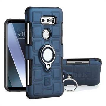 Ice Cube Shockproof PC + Silicon Invisible Ring Holder Phone Case for LG V30 - Royal Blue