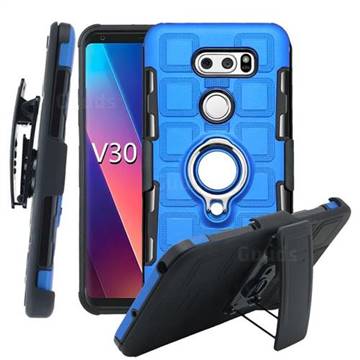 3 in 1 PC + Silicone Leather Phone Case for LG V30 - Dark Blue