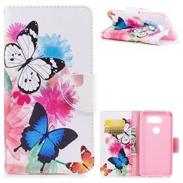 Vivid Flying Butterflies Leather Wallet Case for LG V30