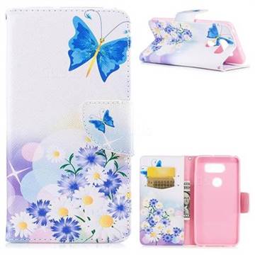 Butterflies Flowers Leather Wallet Case for LG V30