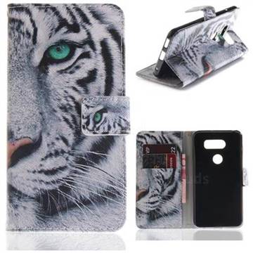 White Tiger PU Leather Wallet Case for LG V30