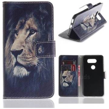 Lion Face PU Leather Wallet Case for LG V30
