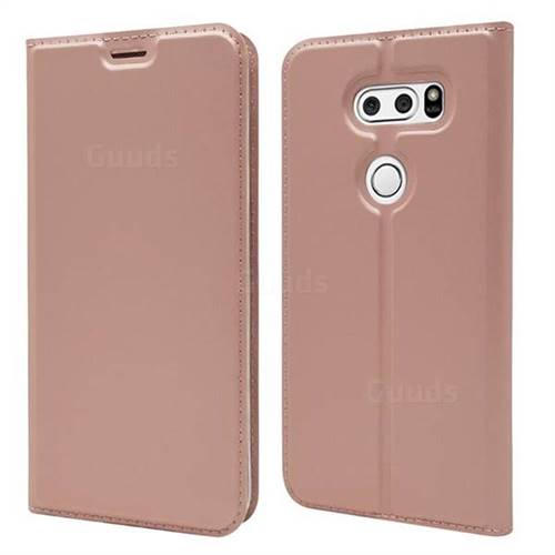 Ultra Slim Card Magnetic Automatic Suction Leather Wallet Case for LG V30 - Rose Gold