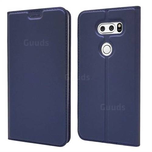 Ultra Slim Card Magnetic Automatic Suction Leather Wallet Case for LG V30 - Royal Blue