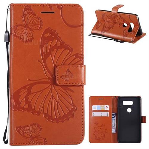 Embossing 3D Butterfly Leather Wallet Case for LG V30 - Orange