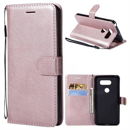 Retro Greek Classic Smooth PU Leather Wallet Phone Case for LG V30 - Rose Gold