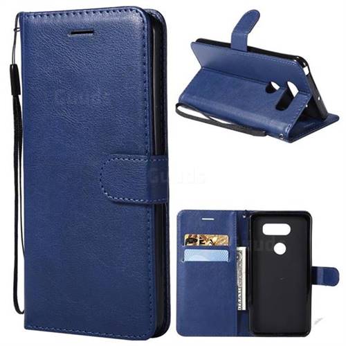 Retro Greek Classic Smooth PU Leather Wallet Phone Case for LG V30 - Blue